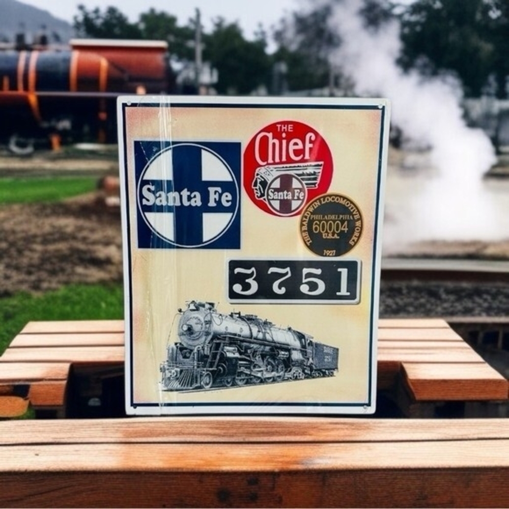 Santa Fe Train Metal Sign Vintage Railway Design Plaque New Sealed 10.5x12.5